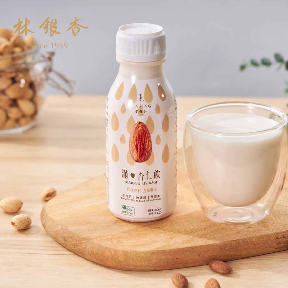 《LINSING 林銀杏》滿杏仁飲-甜280ml (單瓶裸裝)